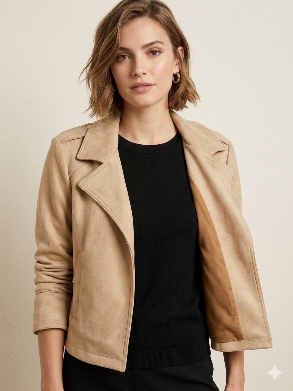 Philosophy Faux Suede Open Front Moto Jacket